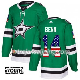 Dallas Stars tröja Jamie Benn 14 Adidas 2017-2018 Kelly Grön USA Flag Fashion Authentic - NHL Tröjor Barn